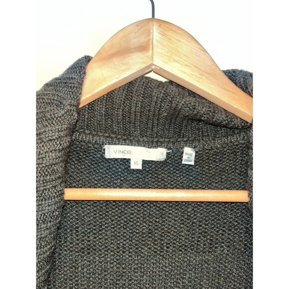 Vince Green Ribbed Knit Alpaca Wool Cashmere Open Front Cardigan Women's XS - Picture 5 of 10